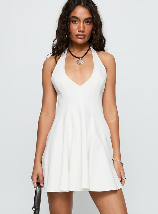 Out Of Nowhere Halter Mini Dress White