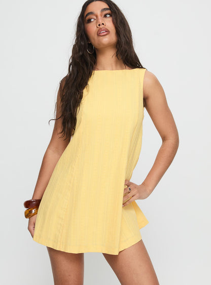Lorenie Shift Mini Dress Yellow