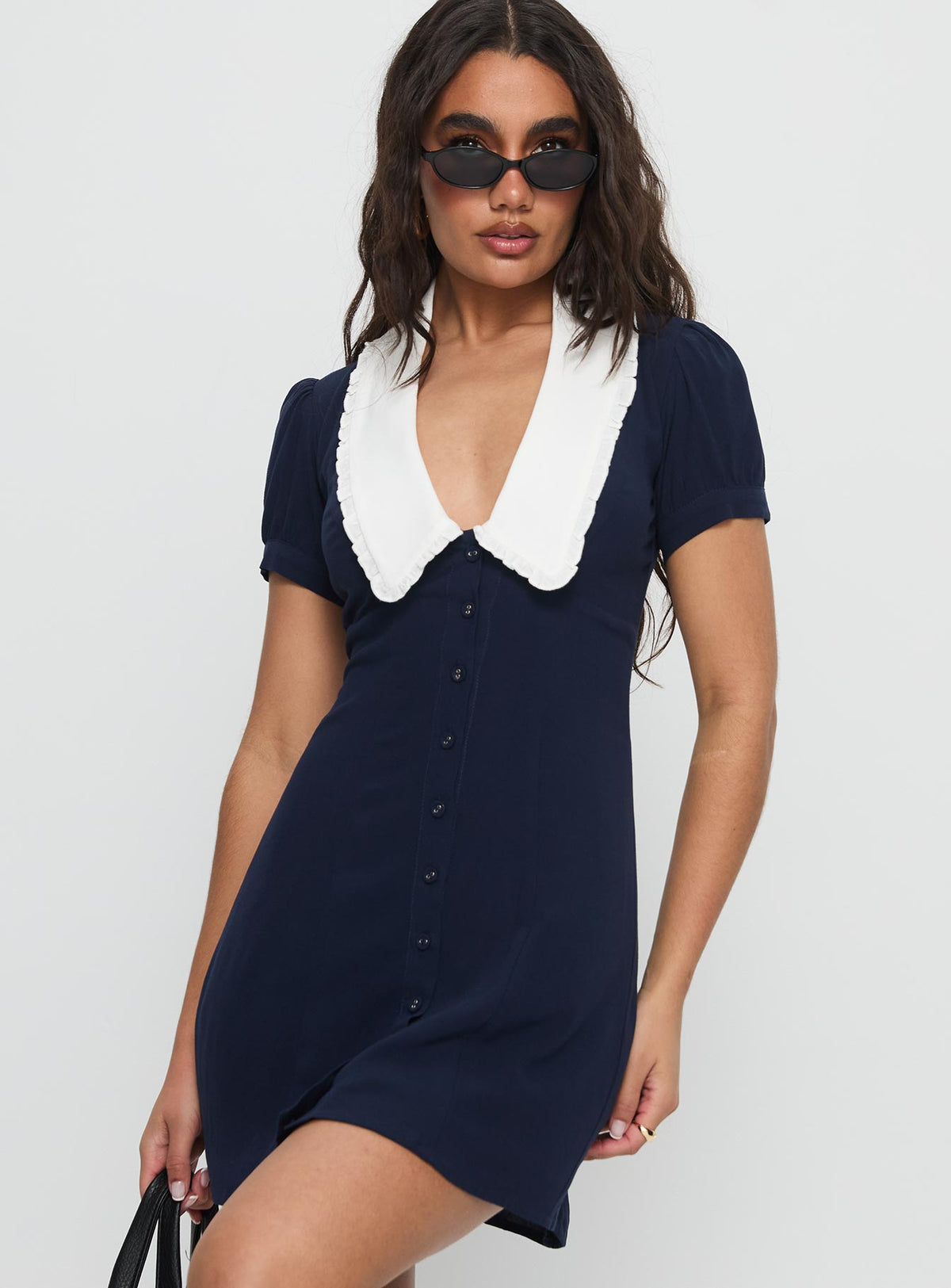 Fabiola Collared Mini Dress Navy