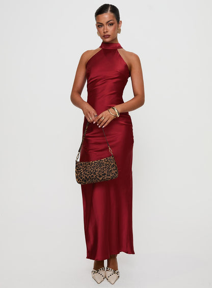 Mordecai Halter Maxi Dress Burgundy
