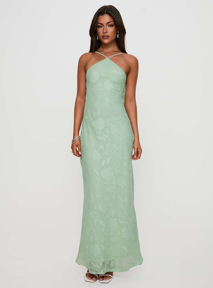 Zoelle Halter Maxi Dress Sage