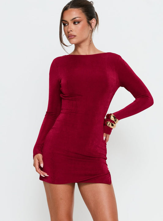 Corynn Long Sleeve Mini Dress Plum