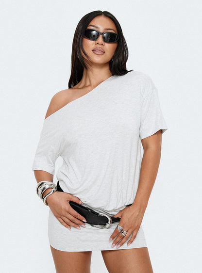 Ashlinn Off Shoulder Drapey Mini Dress Grey