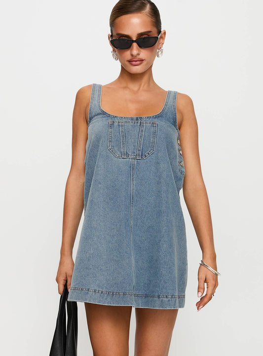 State Of Mind Mini Dress Blue Denim
