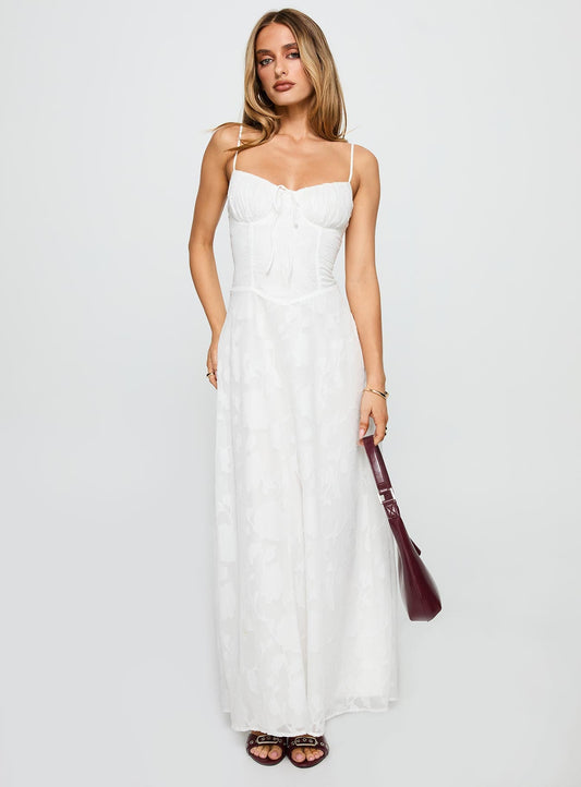 Members Only Maxi Dress White Burnout