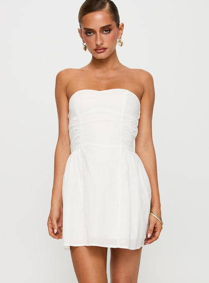 Sybille Strapless Mini Dress White