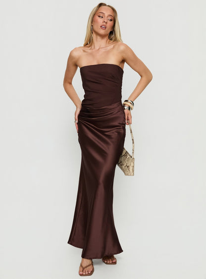 Lulita Strapless Maxi Dress Brown