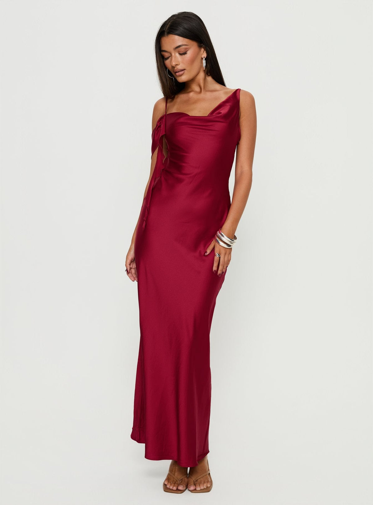 Silah Cowl Neck Maxi Dress Red