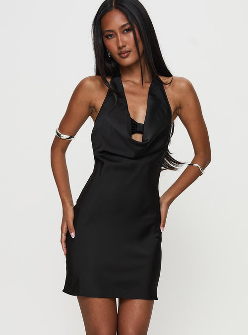 Tempeste Halter Mini Dress Black