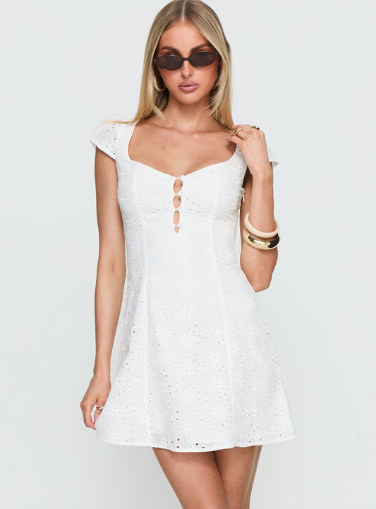 Eloisette Anglaise Mini Dress White