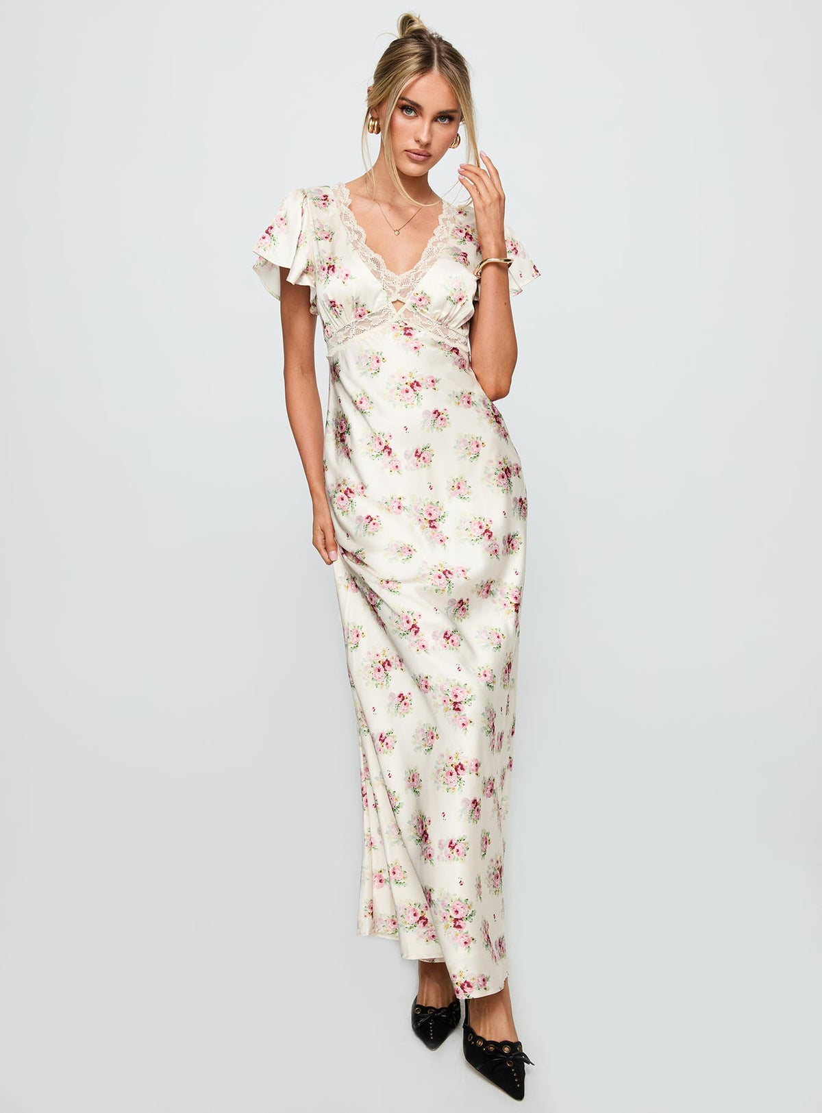 Miraselle Maxi Dress Cream Floral
