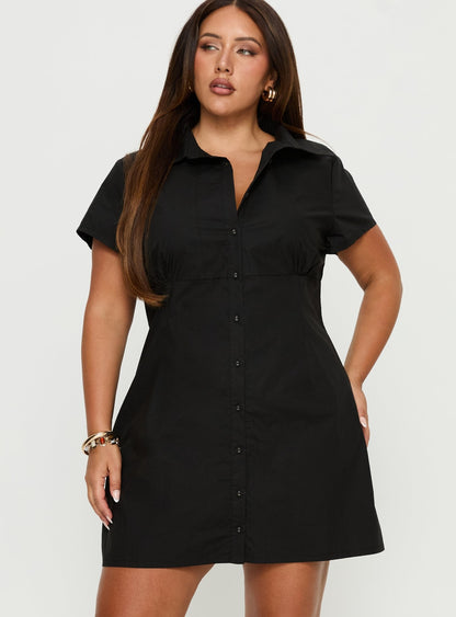 Motley Mini Dress Black Curve