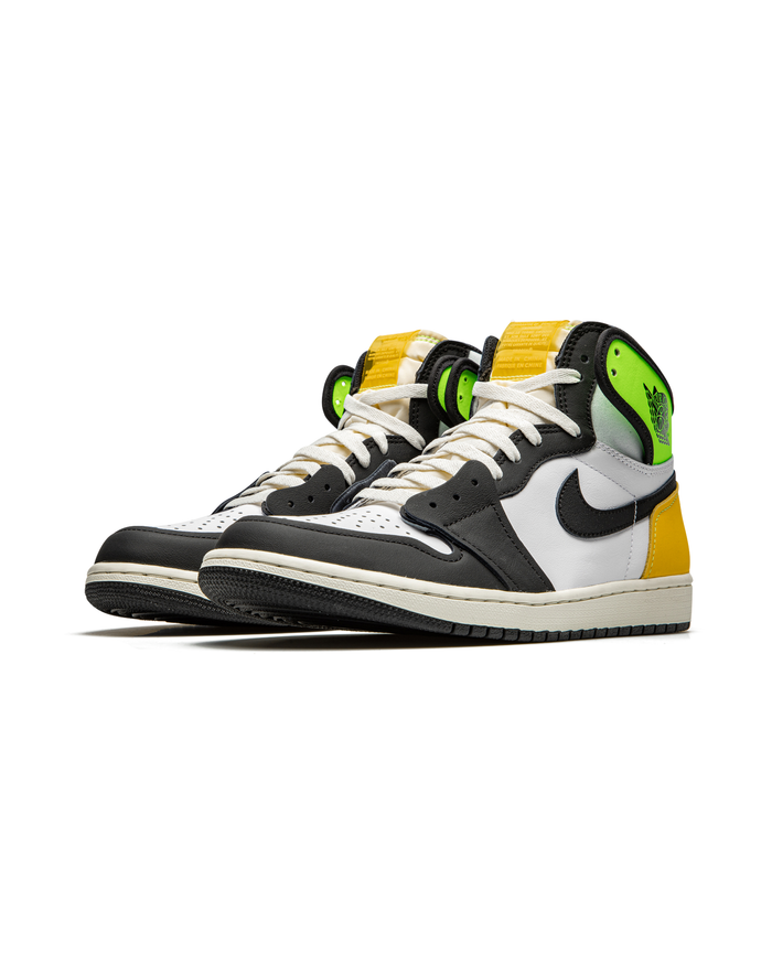 Jordan 1 Retro High White Black Volt University Gold
