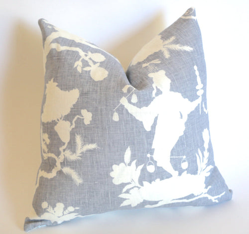 10 Sizes Available: SHANTUNG SILHOUETTE, Wisteria / Schumacher Pillow Cover - Annabel Bleu