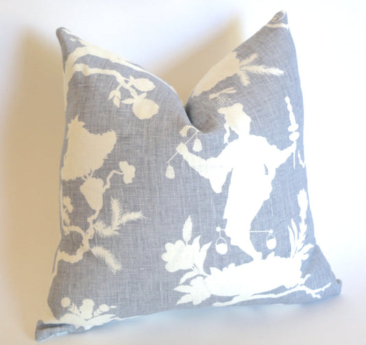 10 Sizes Available: SHANTUNG SILHOUETTE, Wisteria / Schumacher Pillow Cover - Annabel Bleu