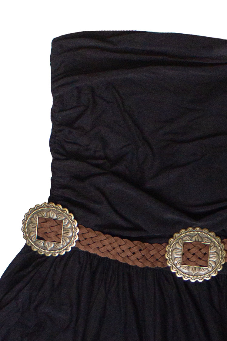 Belted Tube Top Wide Leg Jumpsuit