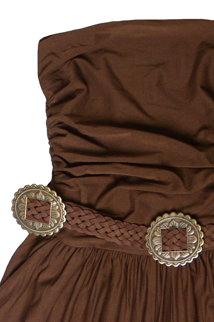 Belted Tube Top Wide Leg Jumpsuit