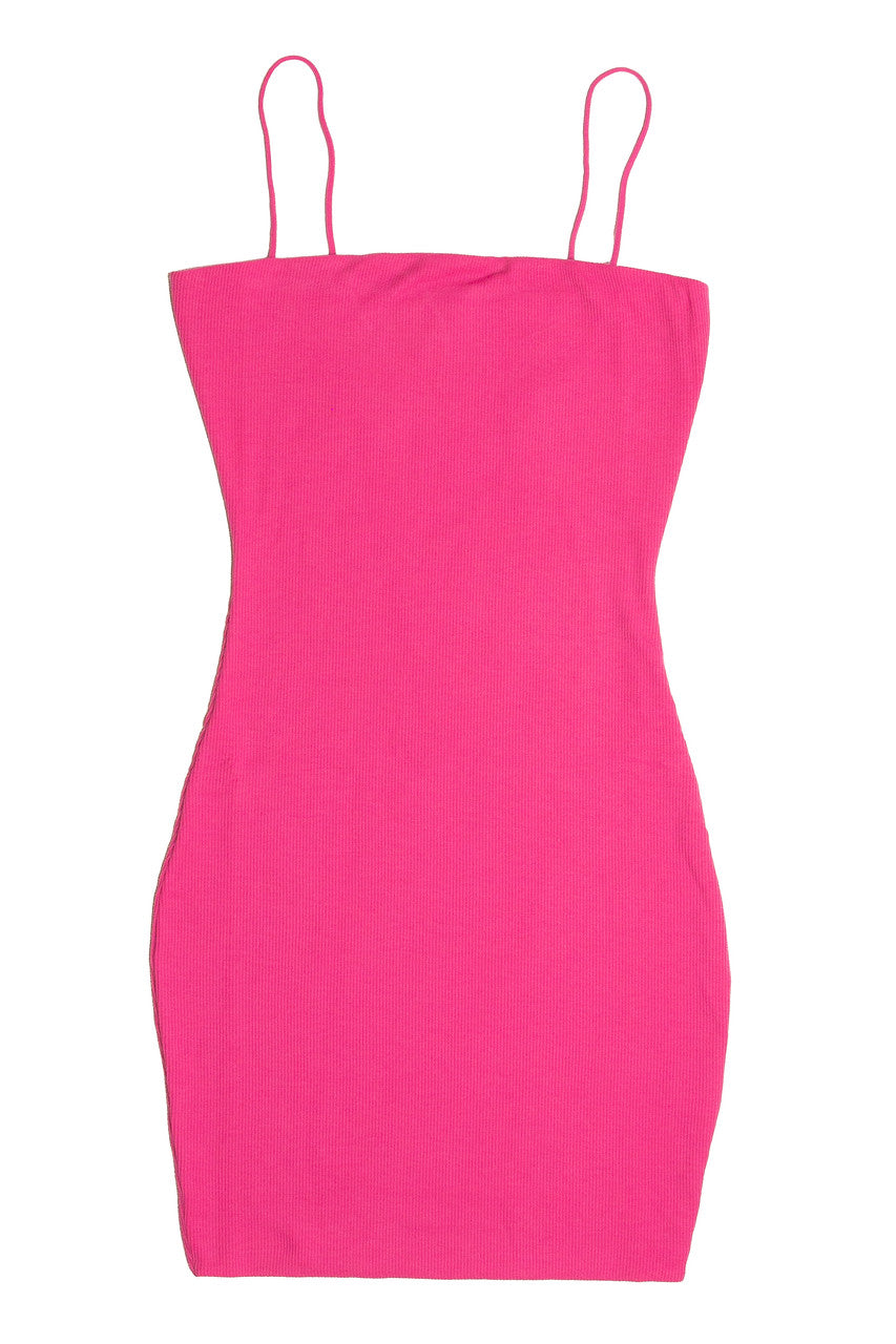 Pink Ribbed Cami Dress