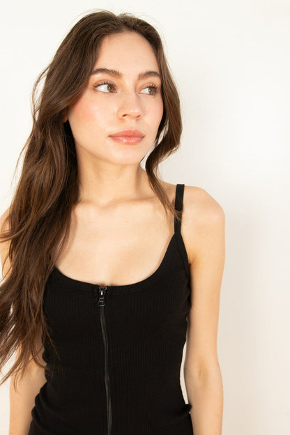 Black Zip Up Cami Dress