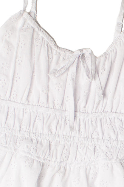 Floral Eyelet Milkmaid Mini Dress