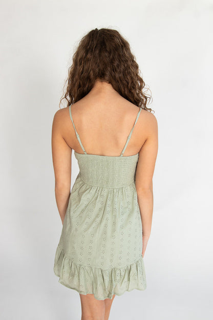 Floral Eyelet Milkmaid Mini Dress
