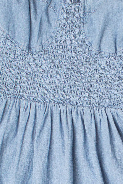 Smocked Bodice Chambray Maxi Dress