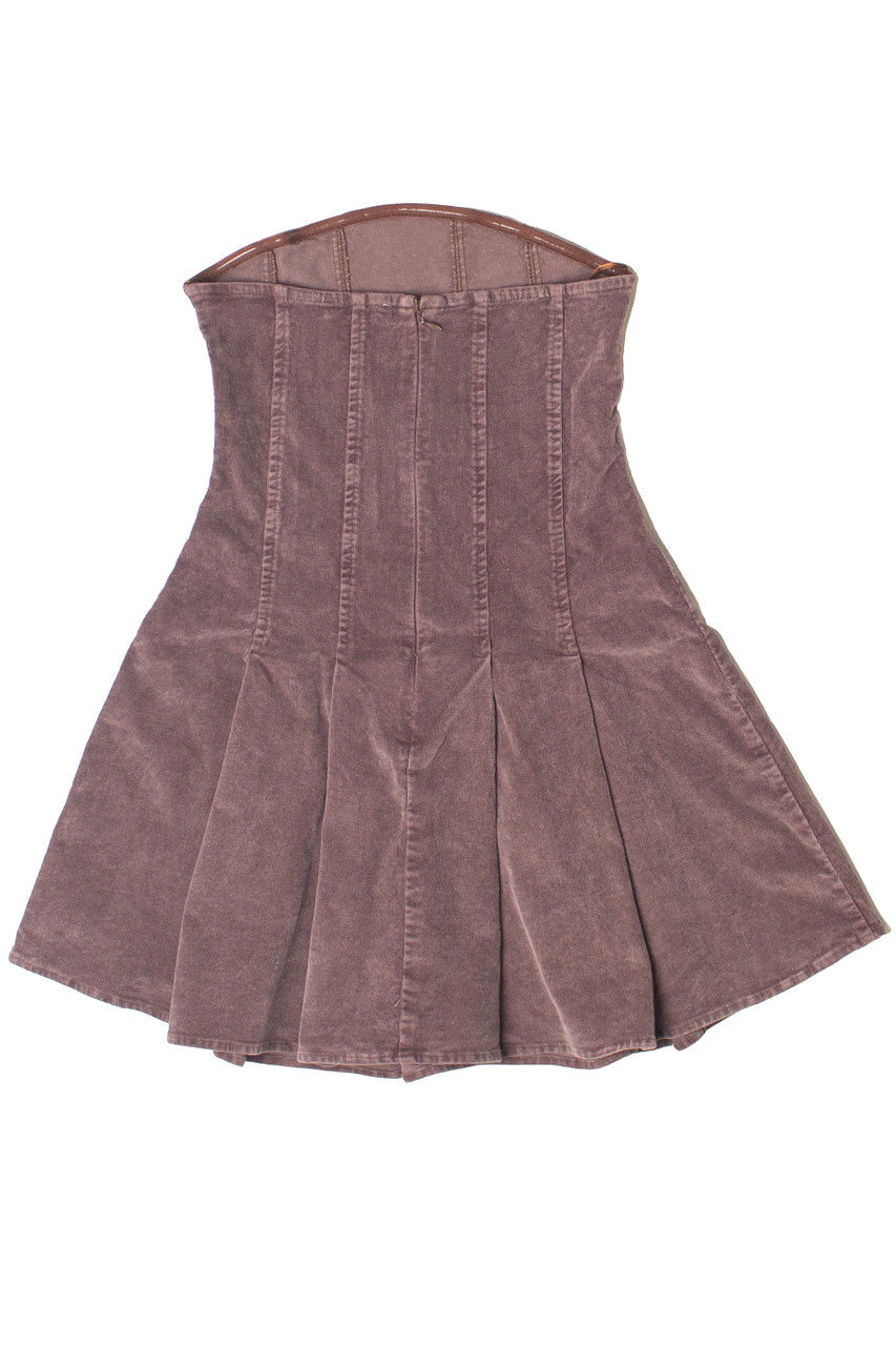 Corduroy Pleated Strapless Mini Dress