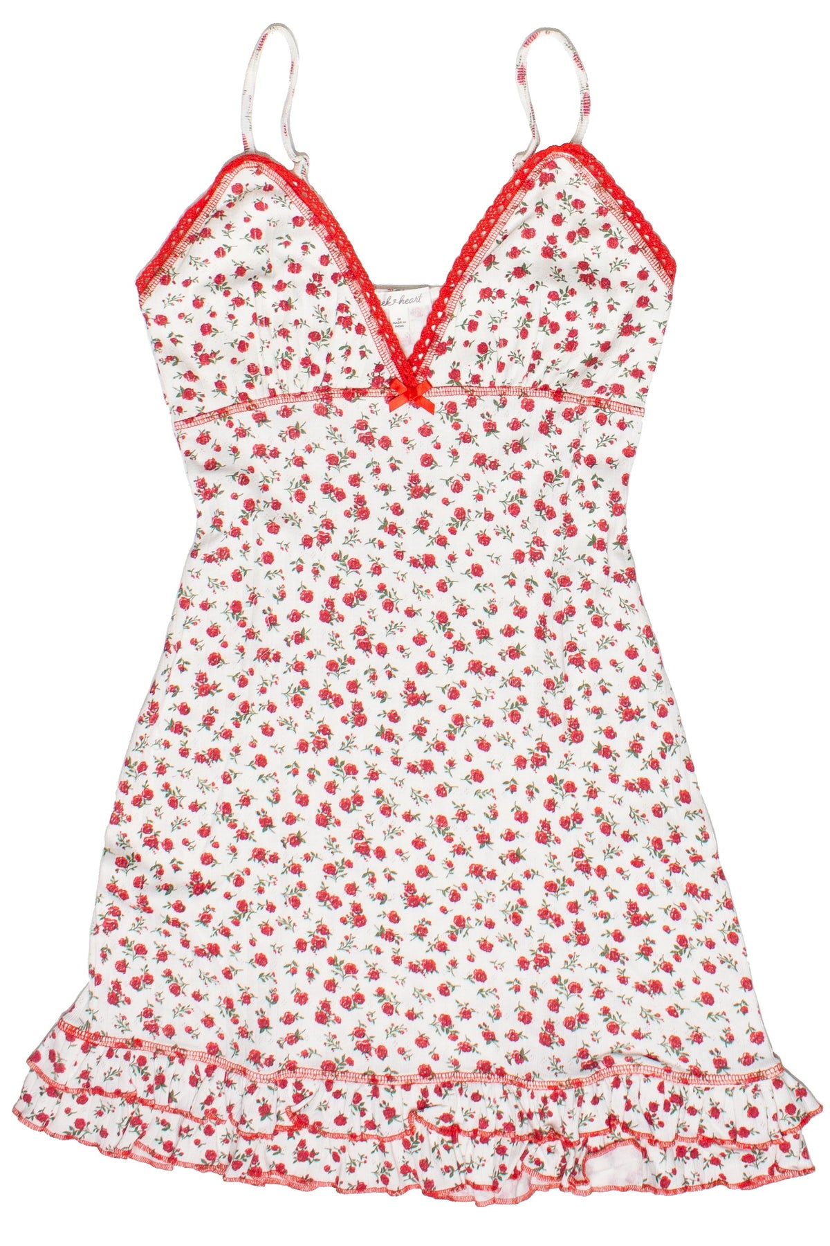 Pointelle Lace Trim Floral Dress