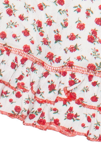 Pointelle Lace Trim Floral Dress