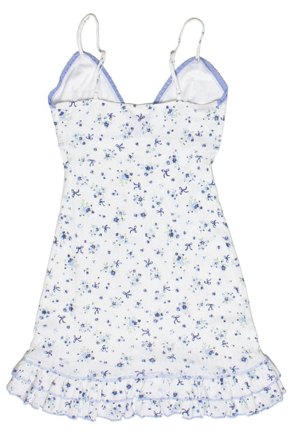 Pointelle Lace Trim Floral Dress