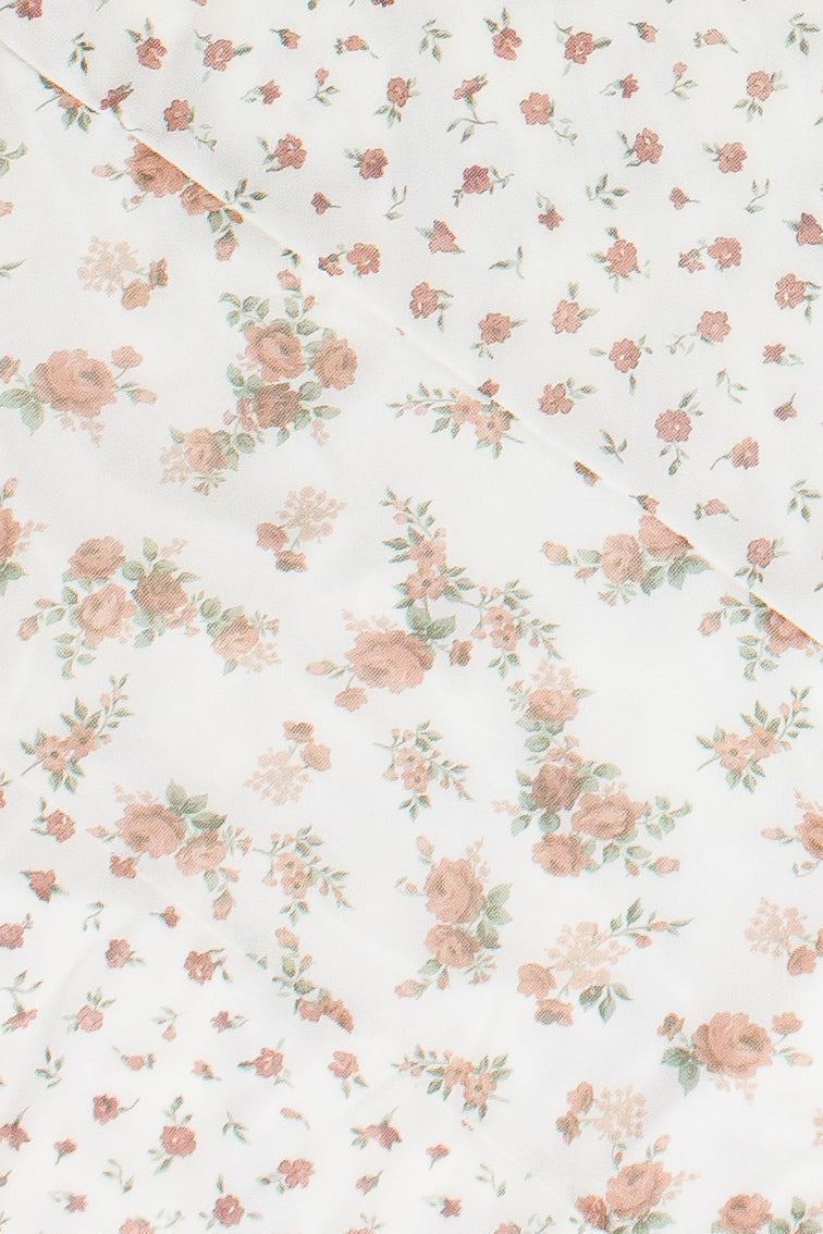 Mixed Floral Print Mesh Midi Dress