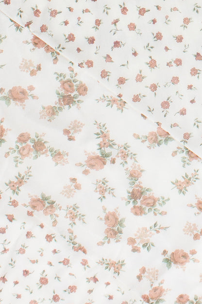Mixed Floral Print Mesh Midi Dress
