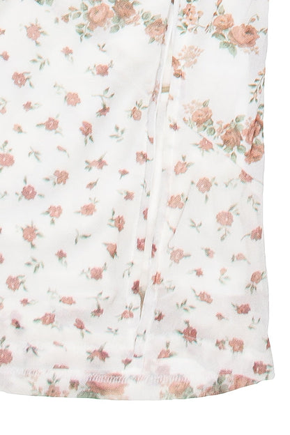 Mixed Floral Print Mesh Midi Dress