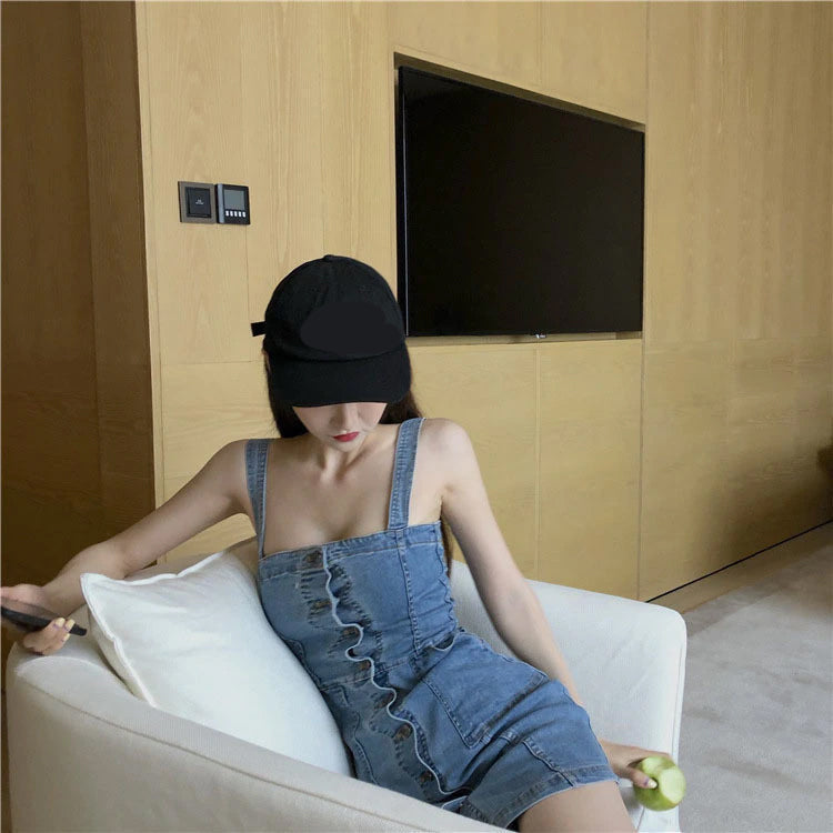 Sexy Slash Neck Denim Mini Dress