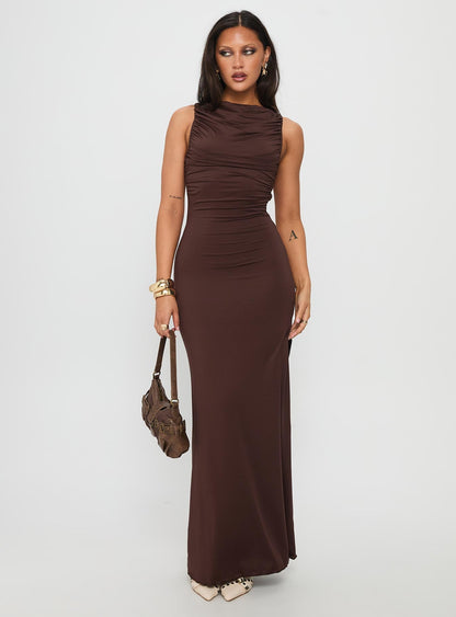 Undeniable Cut Out Maxi Dress Brown