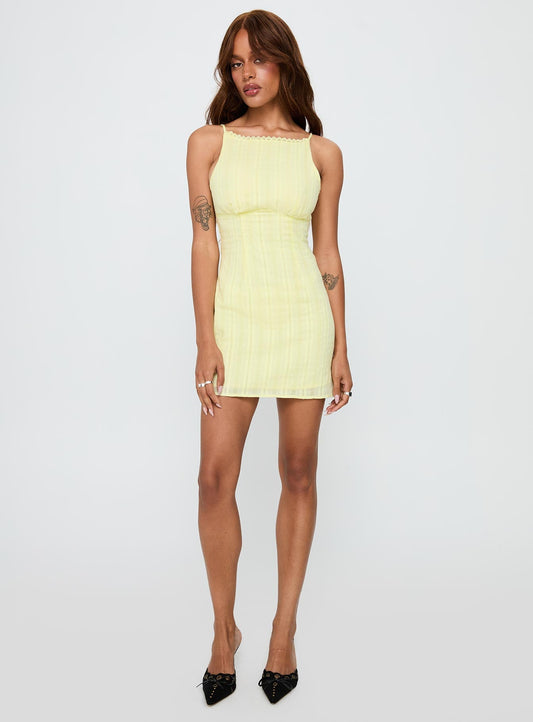 I Know Places Mini Dress Lemon