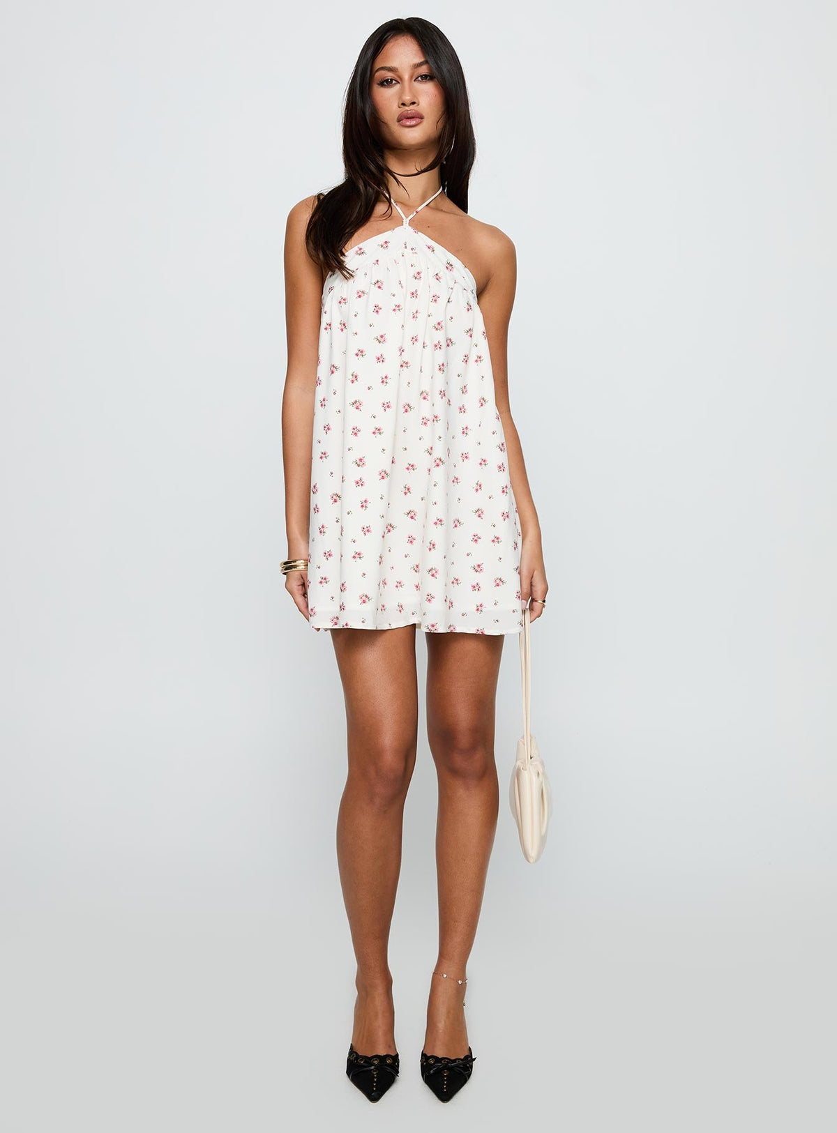 Moonlit Mini Dress White Floral