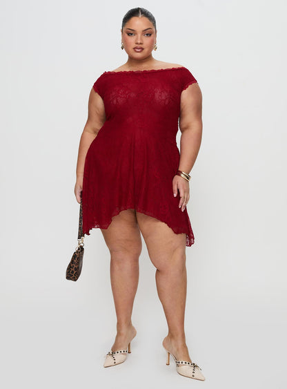 La Dolce Vita Lace Mini Dress Red