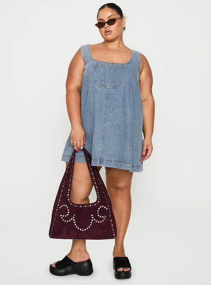 State Of Mind Mini Dress Blue Denim Curve