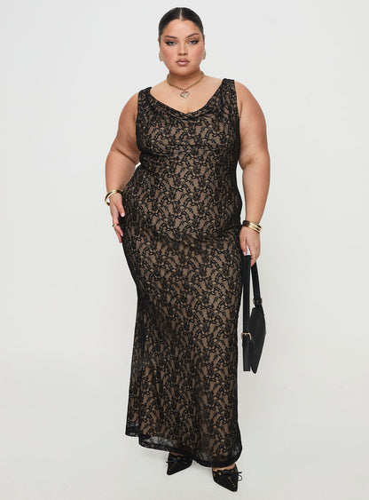 Romani Lace Maxi Dress Black Curve