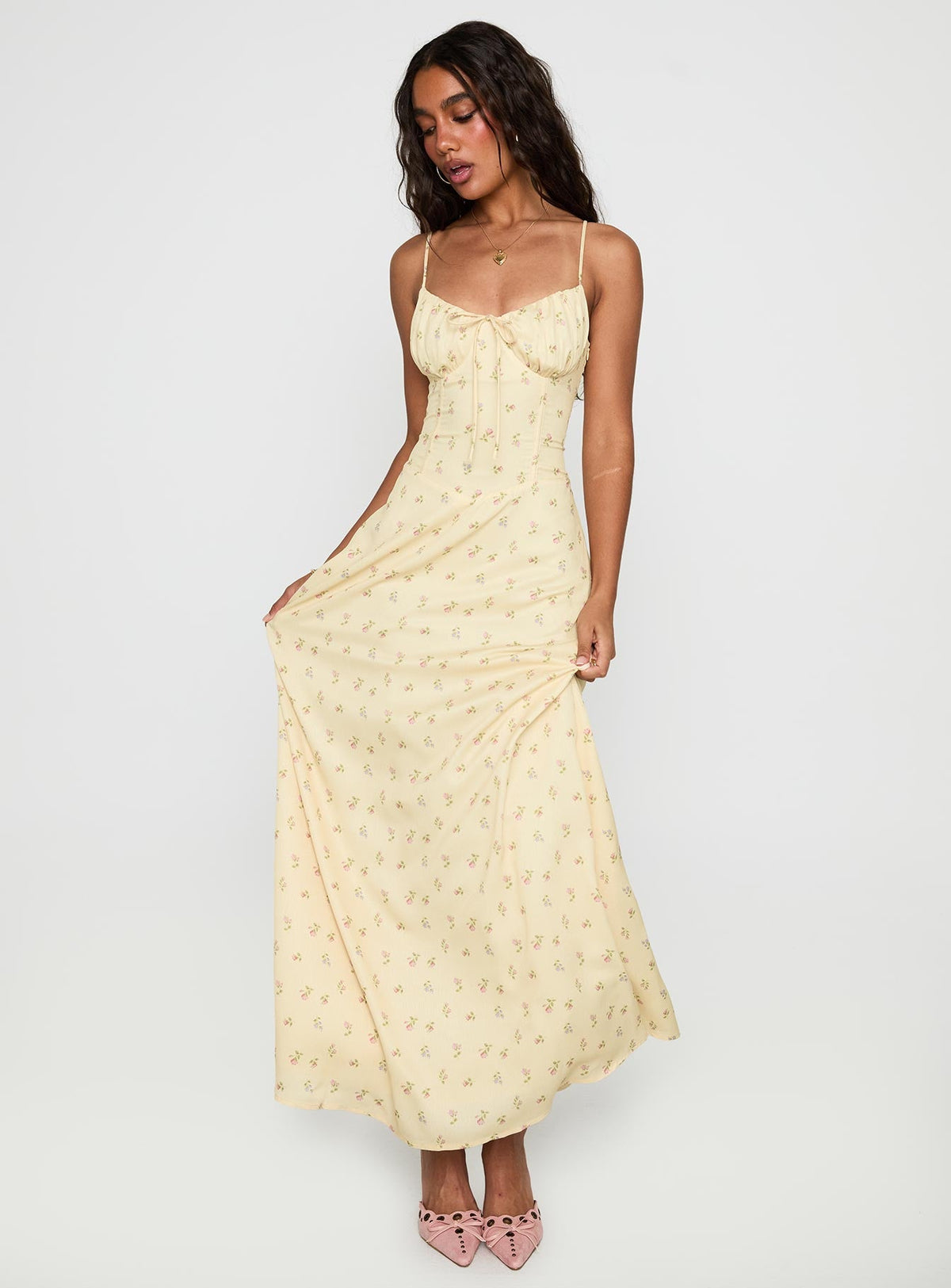 Members Only Maxi Dress Yellow Floral