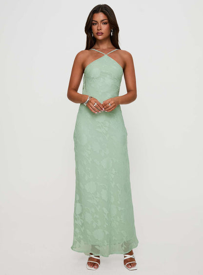 Zoelle Halter Maxi Dress Sage