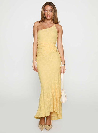 Starlights One Shoulder Maxi Dress Lemon