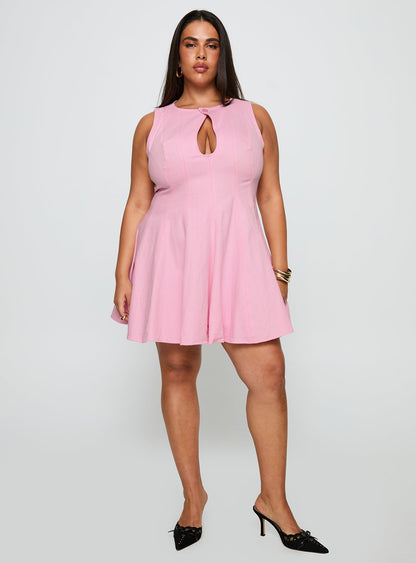 Precedence Keyhole Mini Dress Pink Curve