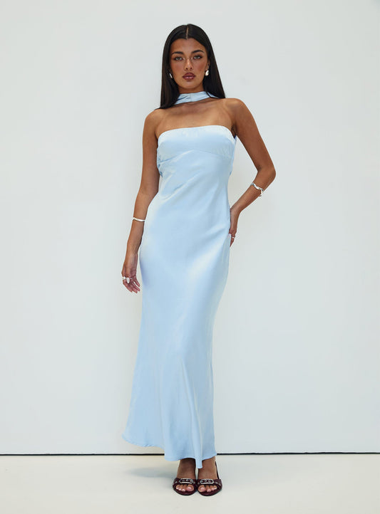Legacies Strapless Maxi Dress Icy Blue Petite