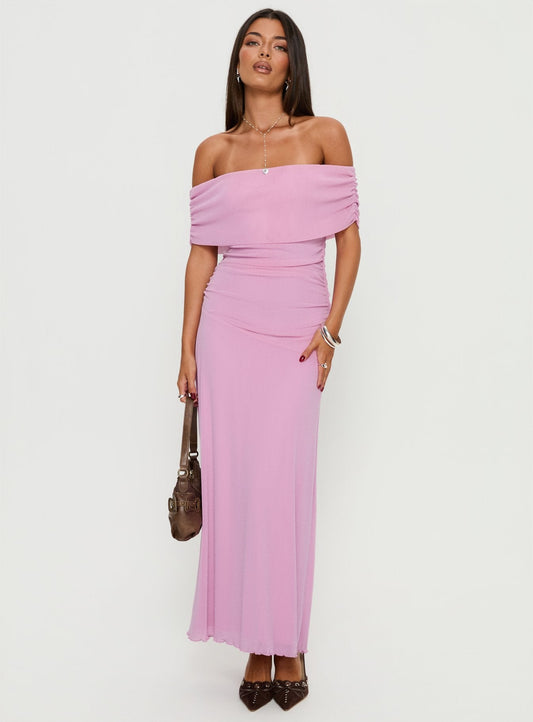 Penelopa Off Shoulder Maxi Dress Pink