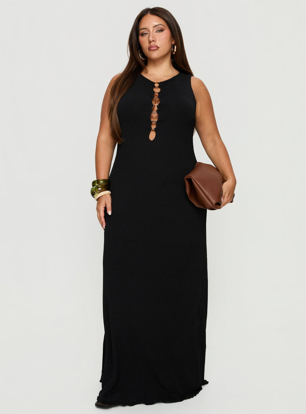 Dejonge Ring Sleeveless Maxi Dress Black Curve