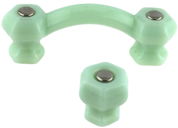3" Antique Milk Glass Drawer Pull Jadeite Green - Annabel Bleu