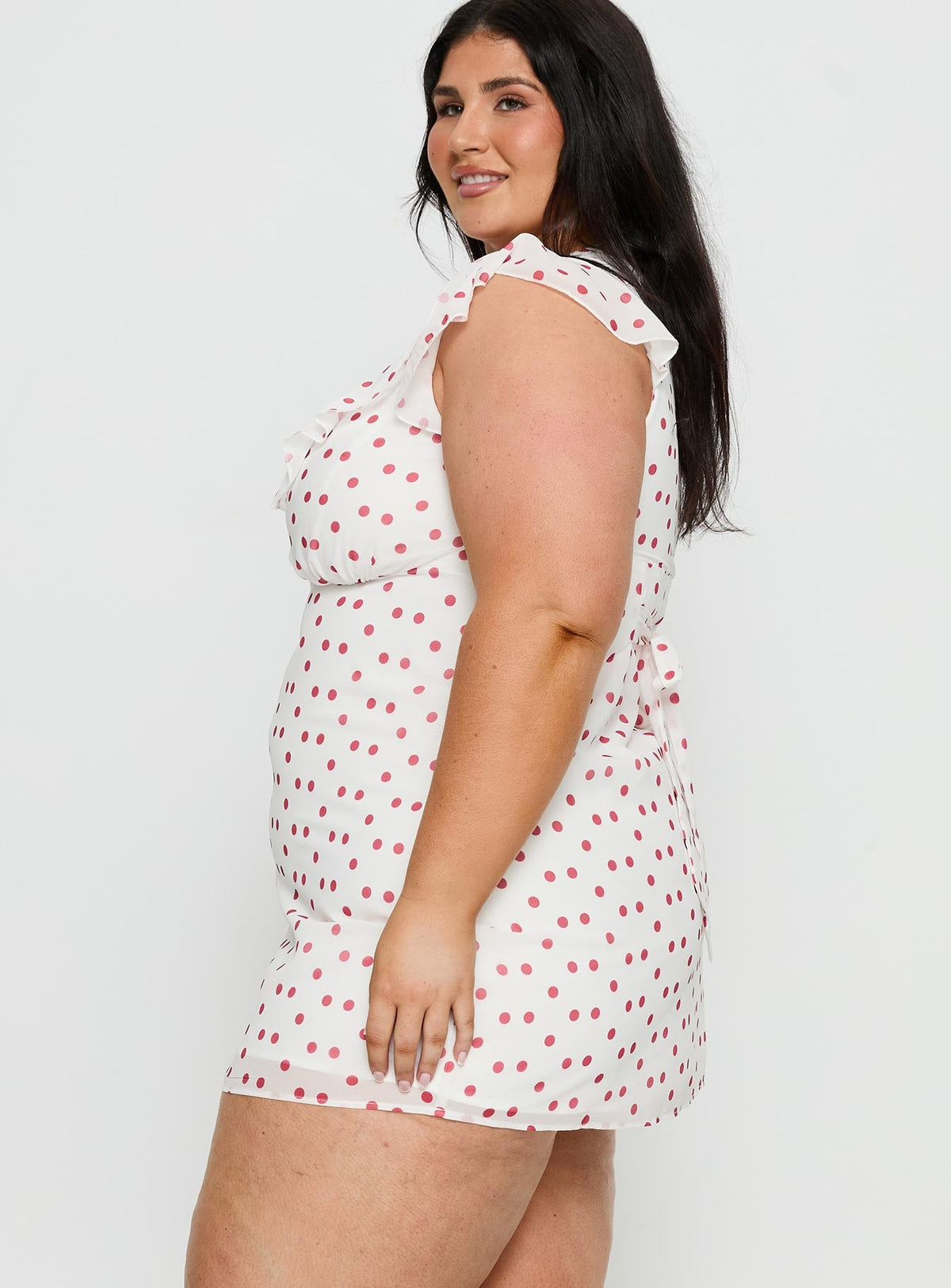 I Guess So Mini Dress White / Burgundy Curve
