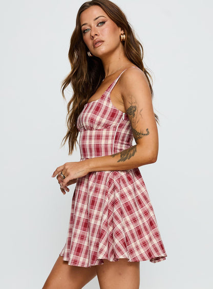 Ofeliah Mini Dress Red Check